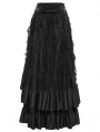 Black Gothic Rose High Waist Layered Ruffle Maxi Skirt