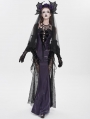 Black and Purple Gothic Leather Mesh Patchwork Fishtail Party Dress