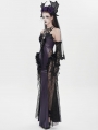Black and Purple Gothic Leather Mesh Patchwork Fishtail Party Dress