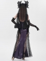 Black and Purple Gothic Leather Mesh Patchwork Fishtail Party Dress