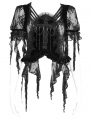 Black Gothic Floral Mesh Ruffled Tassel Trim Shirt for Women