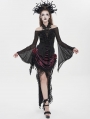Black Gothic Mesh Halter Long Sleeve Peplum Top for Women