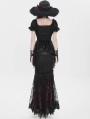 Black Retro Gothic Embroidered Beaded Halter Shirt for Women
