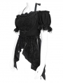 Black Retro Gothic Embroidered Beaded Halter Shirt for Women