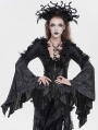 Black and Grey Vintage Gothic Pattern Flared Sleeve Top for Women