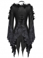 Black and Grey Vintage Gothic Pattern Flared Sleeve Top for Women