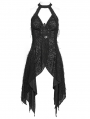 Black Gothic Cutout Halter Sleeveless Vest Top for Women