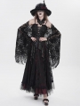 Black Gothic Floral Lace Tassel Open Front Shawl for Women