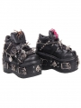 Black Gothic Punk Spiked Spider Decor Platform Ankle Boots