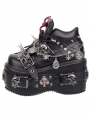 Black Gothic Punk Spiked Spider Decor Platform Ankle Boots