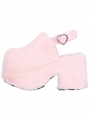 Pink Lolita Chunky Platform Slingback Furry Slippers