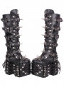 Black Punk Gothic Skull Buckle Rivet Platform Knee High Boots