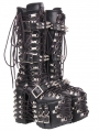 Black Gothic Punk Lace-Up Studded Platform High Heel Boots