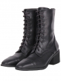 Black Gothic Punk Pointed Toe Lace-Up Leather Boots
