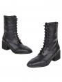 Black Gothic Punk Pointed Toe Lace-Up Leather Boots