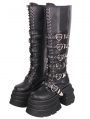 Black Gothic Punk Heart Buckle Stacked Platform Boots