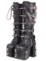 Black Punk Gothic Zip Sided High Heeled Platform Boots
