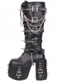 Black Punk Gothic Zip Sided High Heeled Platform Boots