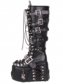 Black Gothic Punk Rivet Platform Buckled Lace-Up Boots