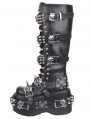 Black Gothic Skull Spider Studded Zipper Lace-Up Knee Boots