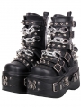 Black Gothic Punk Studded Belt Strap Platform Boots