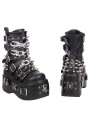 Black Gothic Punk Studded Belt Strap Platform Boots