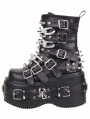 Black Gothic Punk Studded Belt Strap Platform Boots