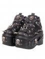 Black Punk Gothic Skull Studded High Platform Ankle Boots