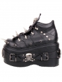 Black Punk Gothic Skull Studded High Platform Ankle Boots