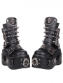 Black Gothic Skull Heart Studded Punk O-Ring Platform Boots