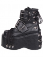 Black Gothic Punk Belt Buckle Platform Combat Ankle Boots
