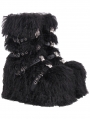 Black Gothic Punk Furry Skull Crossbone Buckle Strap Platform Boots