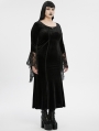 Black Gothic Velvet Long Sleeve Fishtail Plus Size Maxi Dress
