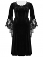 Black Gothic Velvet Long Sleeve Fishtail Plus Size Maxi Dress