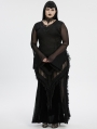 Black Sexy Gothic Irregular Flared Mesh Sleeve Plus Size Shirt for Women