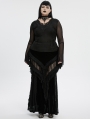 Black Sexy Gothic Irregular Flared Mesh Sleeve Plus Size Shirt for Women