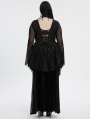 Black Sexy Gothic Irregular Flared Mesh Sleeve Plus Size Shirt for Women