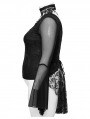 Black Sexy Gothic Irregular Flared Mesh Sleeve Plus Size Shirt for Women