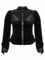 Black Gothic Gradient Velvet Bat Collar Long Sleeve Plus Size Shirt for Women
