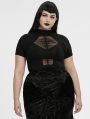 Black Gothic Perspective Coffin Short Sleeve Plus Size T-Shirt for Women