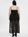 Black Sexy Gothic Lace Deep V-Neck High Slit Plus Size Long Dress