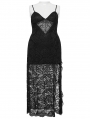 Black Sexy Gothic Lace Deep V-Neck High Slit Plus Size Long Dress