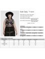 Black Gothic Daily Print Fitted Sleeveless Mesh Plus Size T-Shirt for Women