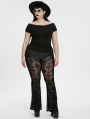 Black Gothic Punk Off-Shoulder Knitted Plus Size T-Shirt for Women