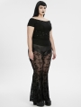 Black Gothic Punk Off-Shoulder Knitted Plus Size T-Shirt for Women