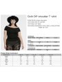 Black Gothic Punk Off-Shoulder Knitted Plus Size T-Shirt for Women