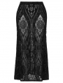 Black Gothic Gorgeous Pattern Flocked Mesh Plus Size Maxi Skirt