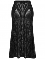 Black Gothic Gorgeous Pattern Flocked Mesh Plus Size Maxi Skirt