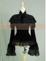 Black Velvet Long Sleeves Romantic Lace Gothic Cape Blouse 