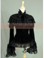 Black Velvet Long Sleeves Romantic Lace Gothic Cape Blouse 